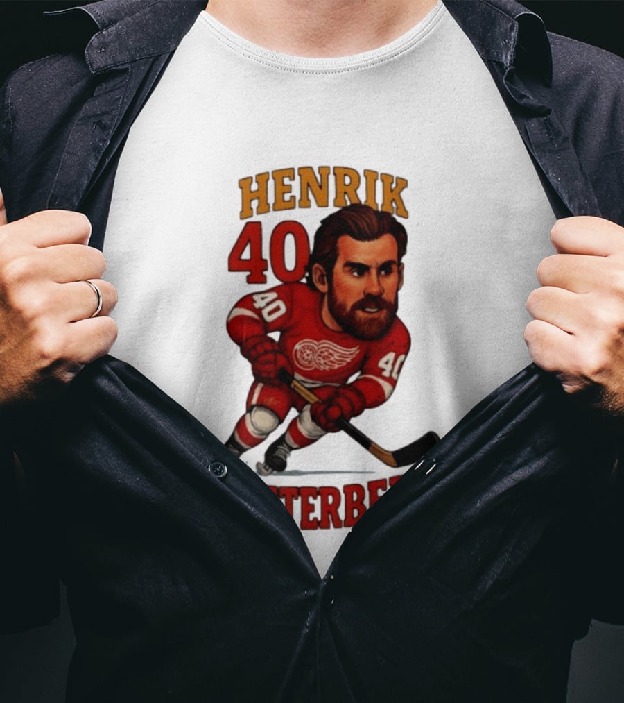 Henrik Zetterberg 40 Detroit Red Wings Hockey Player Caricature T-Shirt