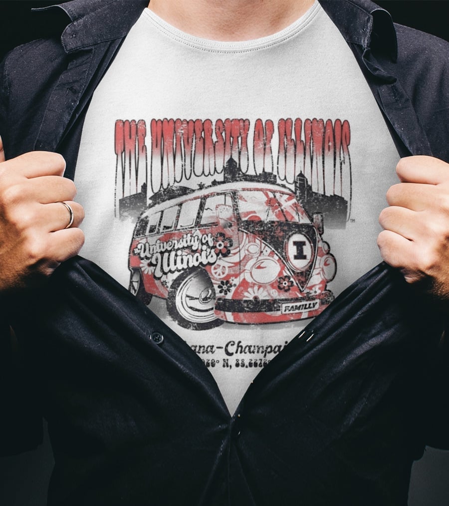 The University Of Illinois Urbana Champaign Fighting Illini Retro Bus T-Shirt