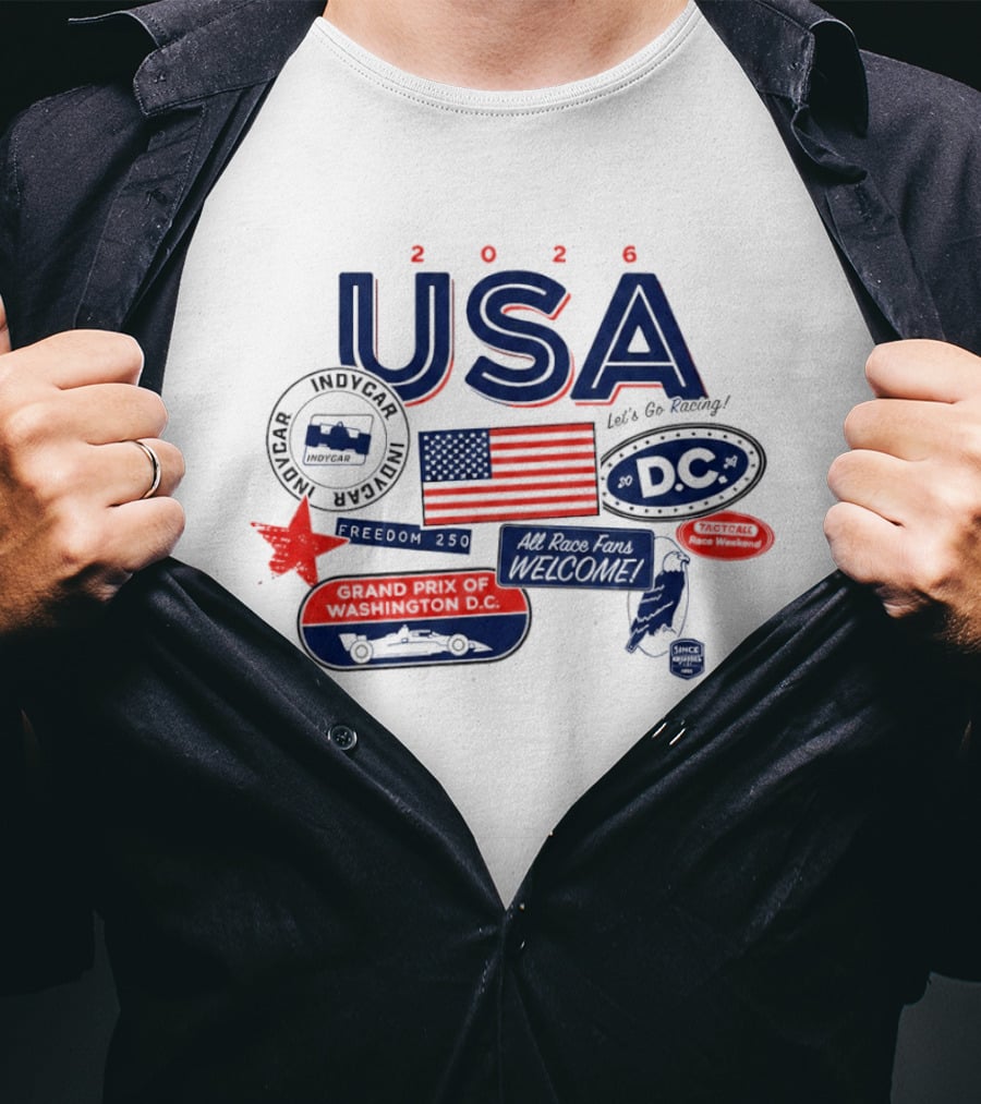 USA 2026 Indycar DC Let's Go Racing Freedom 250 Grand Prix T-Shirt