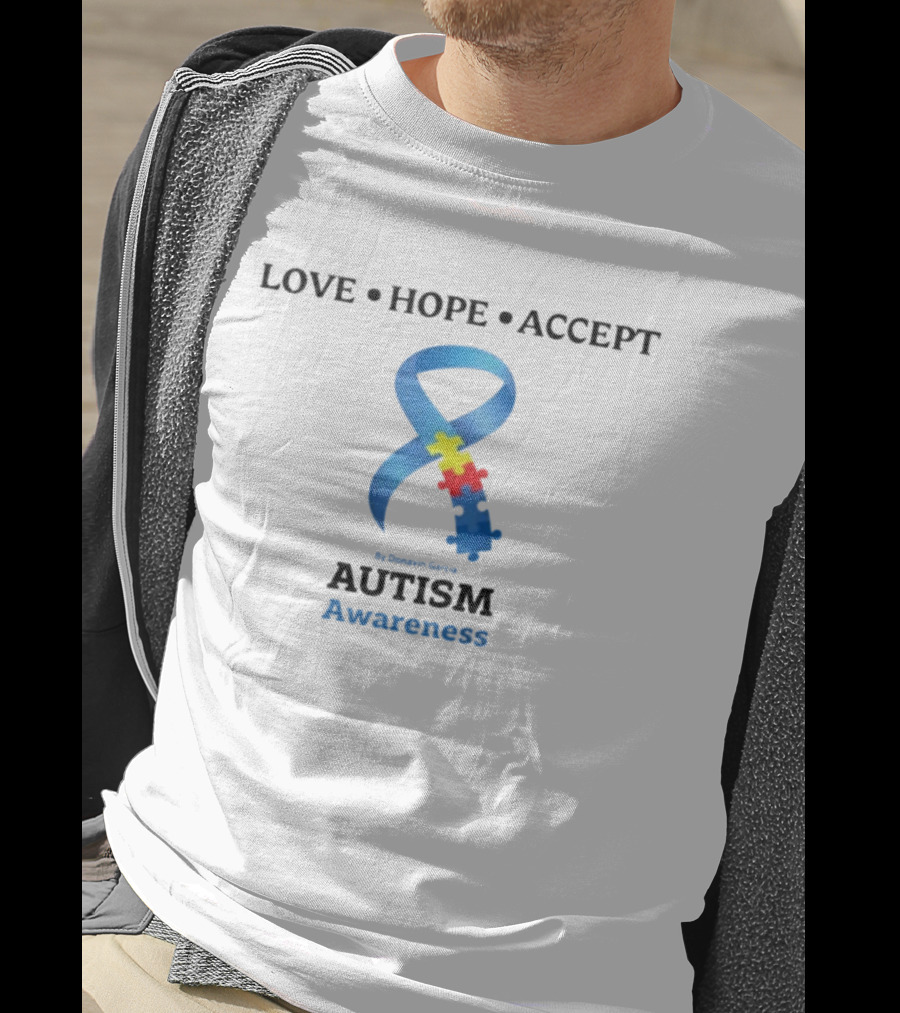 Love Hope Accept Donavin Garcia Autism Awareness Puzzle Ribbon T-Shirt