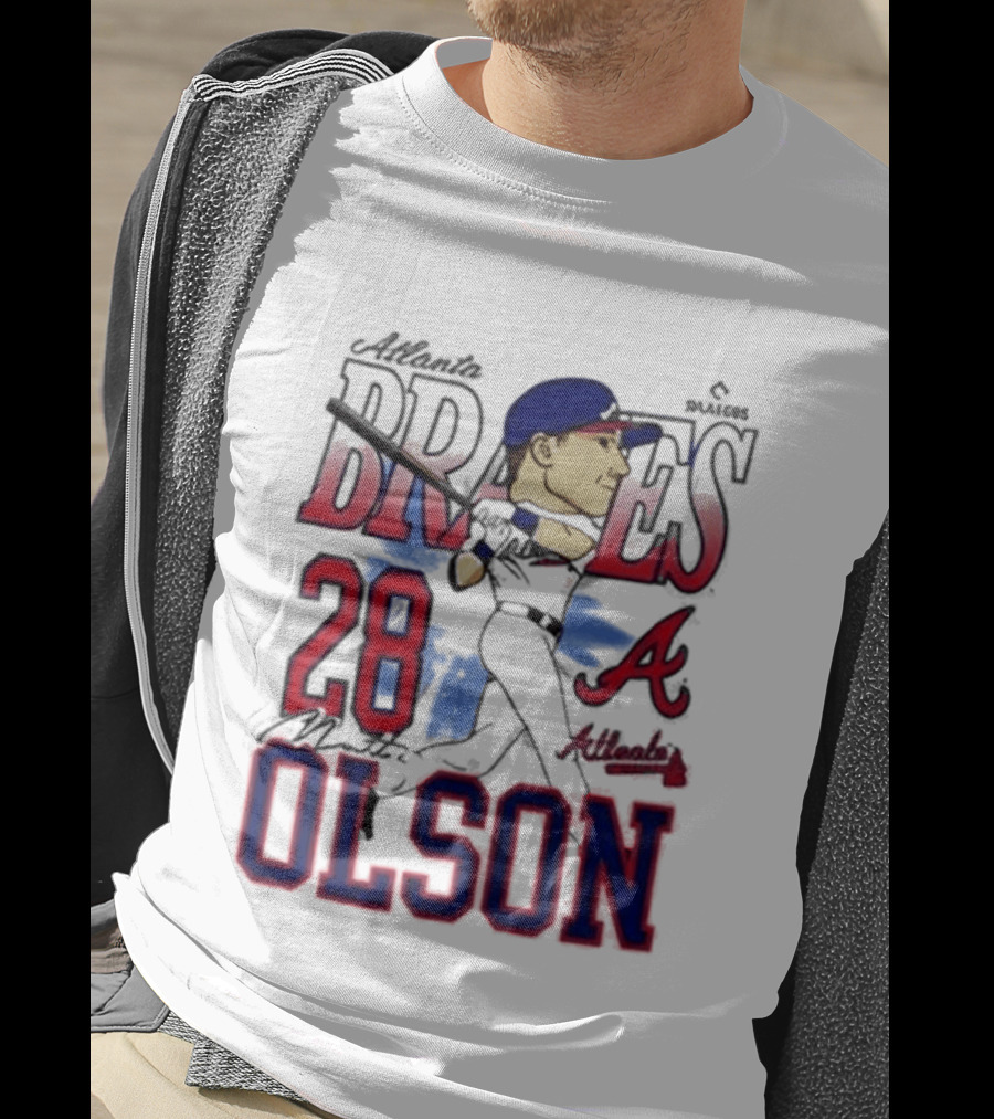 Atlanta Braves 28 Olson Caricature T-Shirt