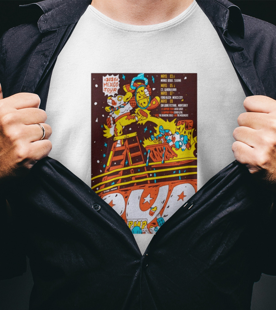 2026 Mexico Tour PUP Foro Indio Tijuana Guadalajara Mexico City Monterrey Show May 7 Headliner Bouncing Souls Mezcales T-Shirt