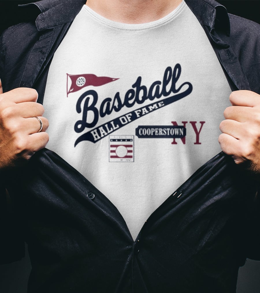 Baseball Hall Of Fame Cooperstown NY Red Pennant T-Shirt