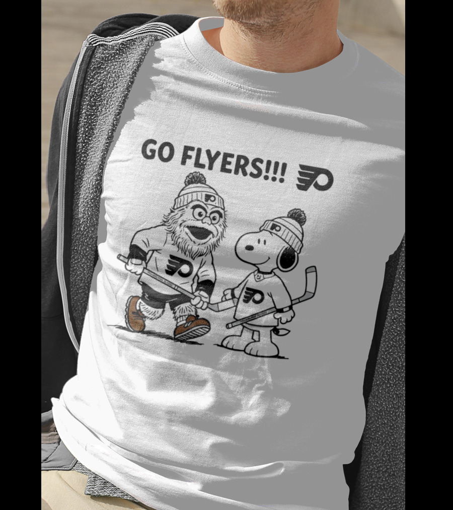 Go Flyers Snoopy And Gritty Philadelphia Flyers NHL Hockey Fans T-Shirt