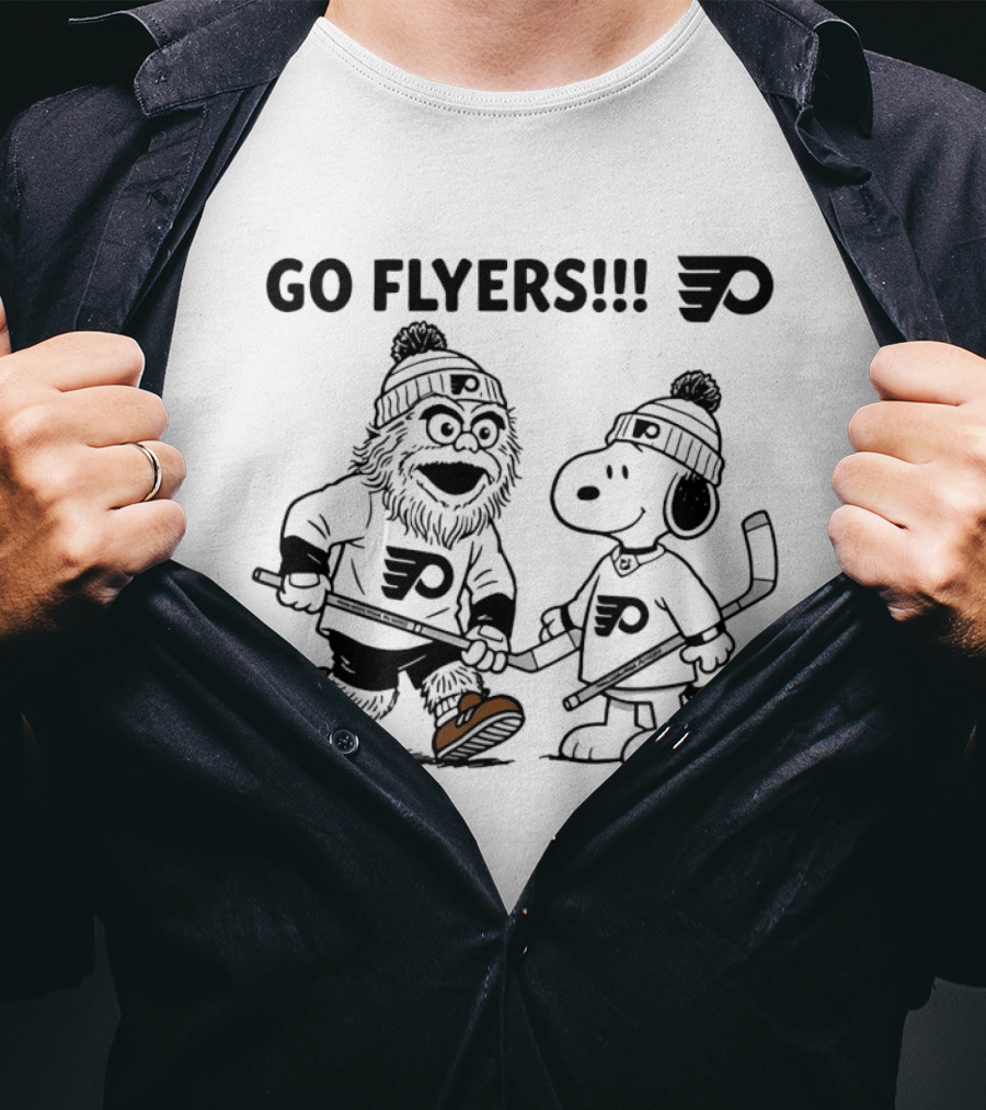 Go Flyers Snoopy And Gritty Philadelphia Flyers NHL Hockey Fans T-Shirt