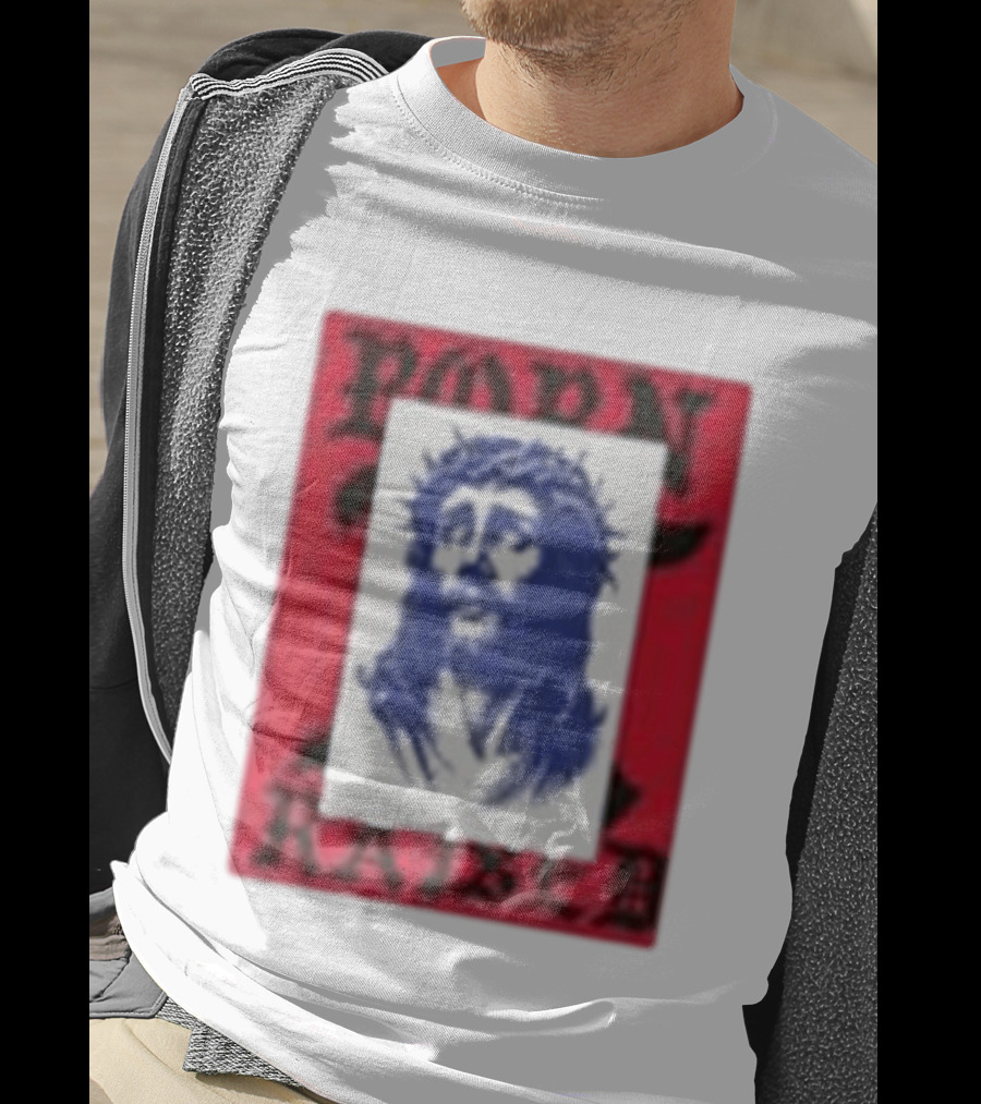 Born X Raised Salvation Jesus Crown Of Thorns Red Blue T-Shirt