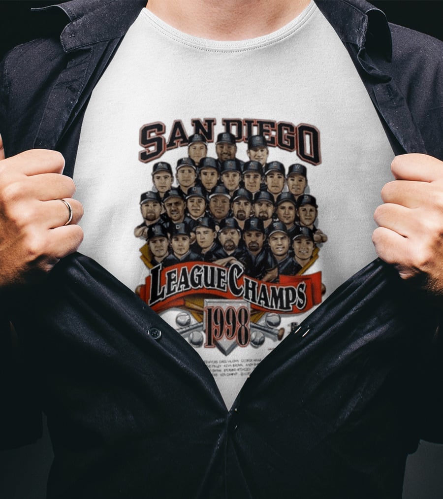 San Diego Padres 1998 League Champs Legends Team Montage T-Shirt