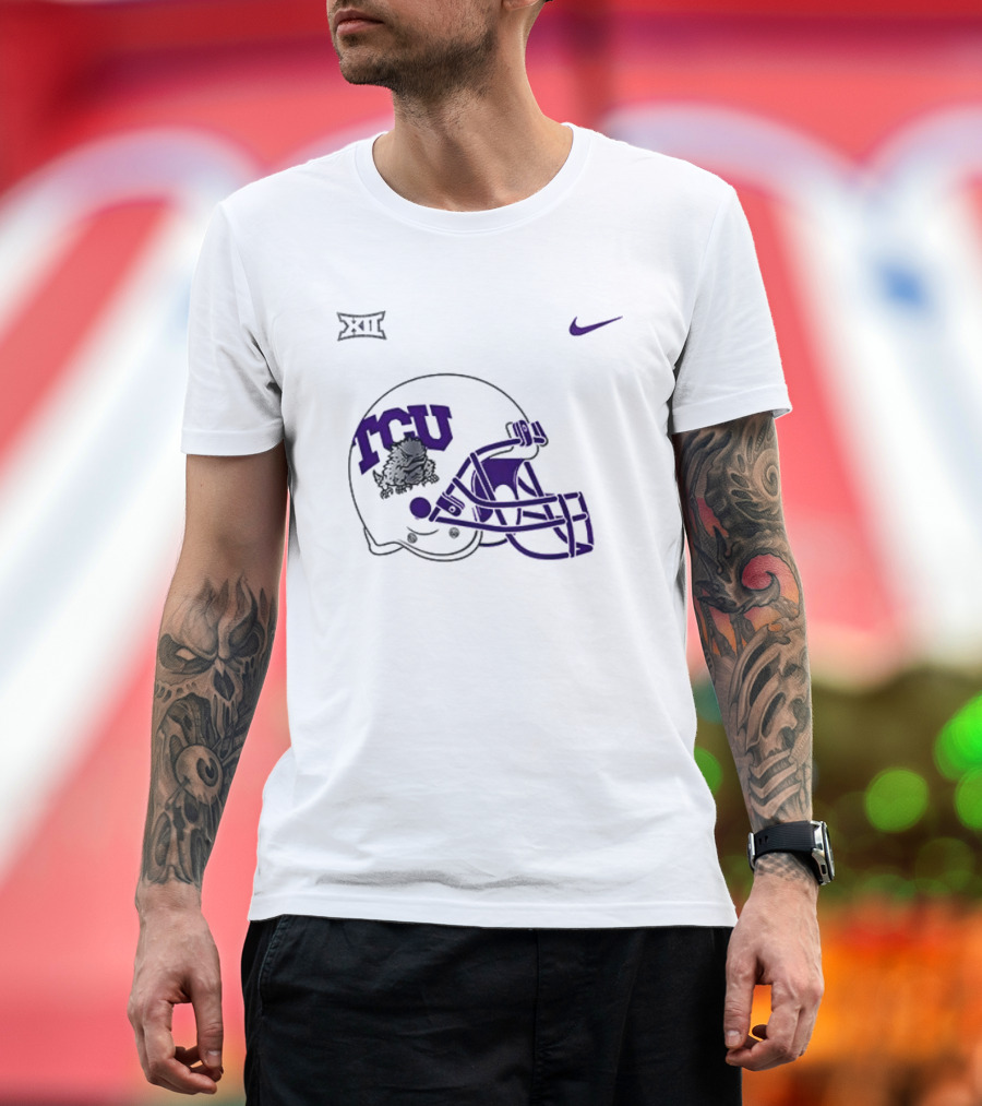 TCU Horned Frogs Football Helmet Nike Big 12 Conference T-Shirt