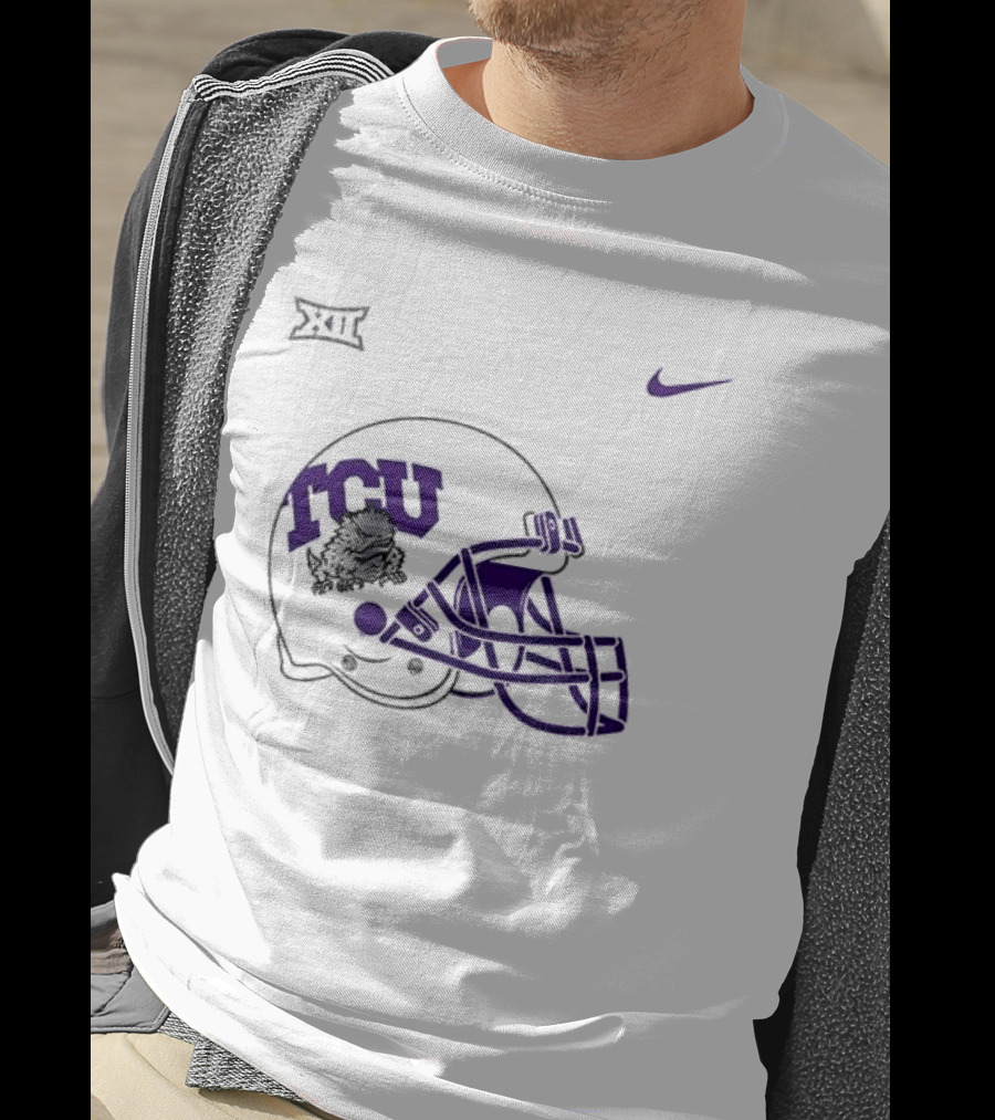 TCU Horned Frogs Football Helmet Nike Big 12 Conference T-Shirt
