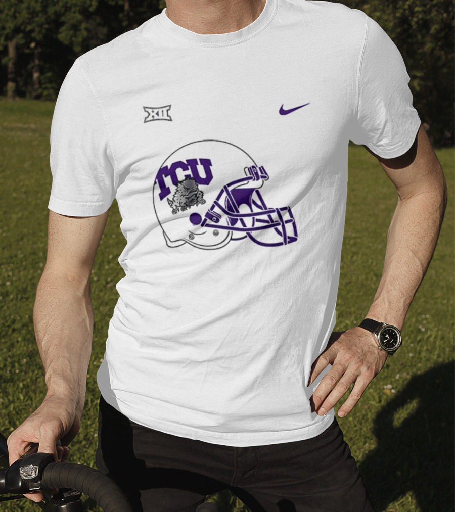 TCU Horned Frogs Football Helmet Nike Big 12 Conference T-Shirt