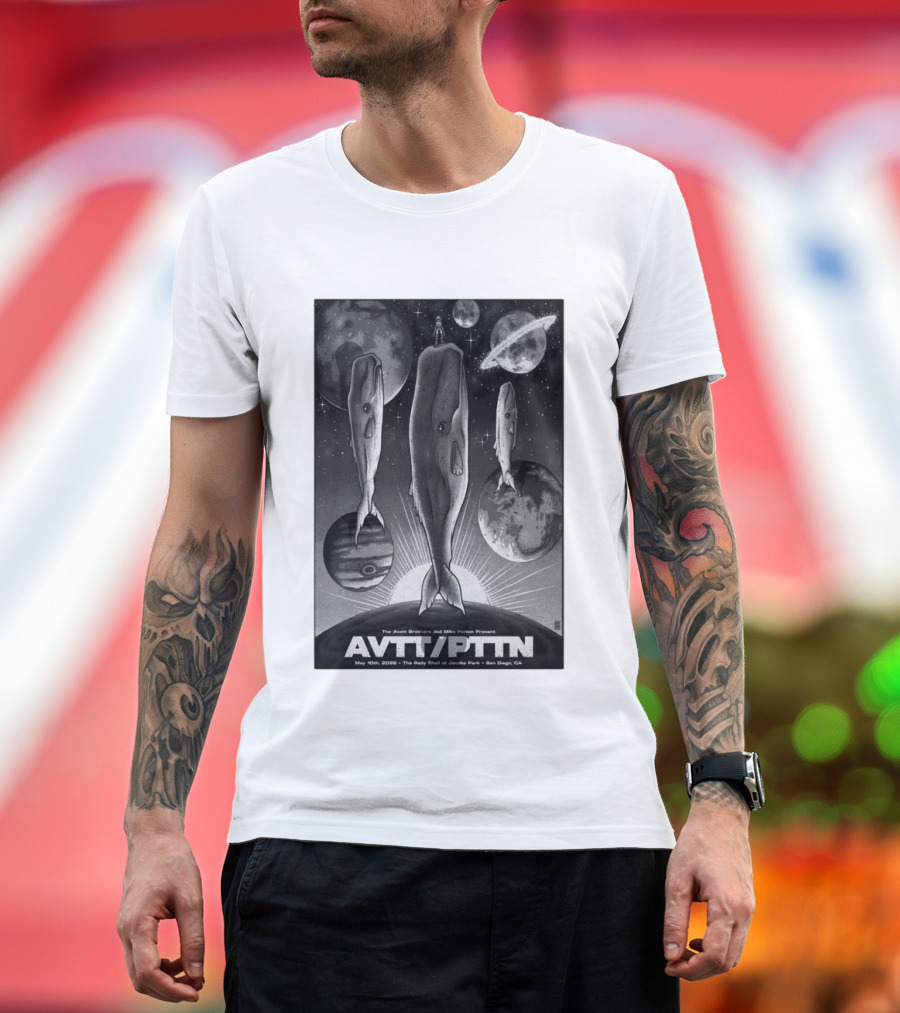 The Avett Brothers Mike Patton May 10 2026 AVT PTN San Diego Jacobs Park Whales Planets T-Shirt