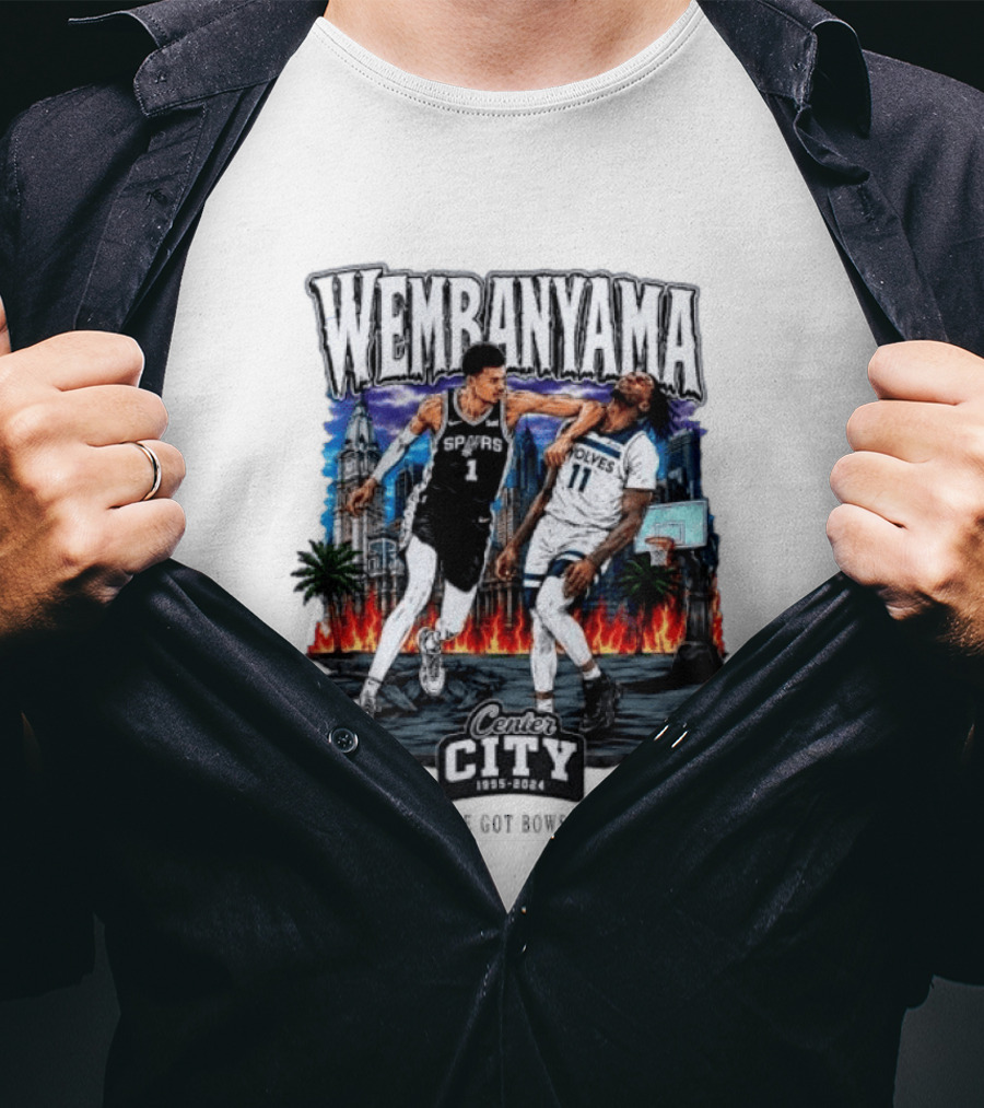 Wembanyama Spurs Center City 1995 2024 Basketball Matchup T-Shirt