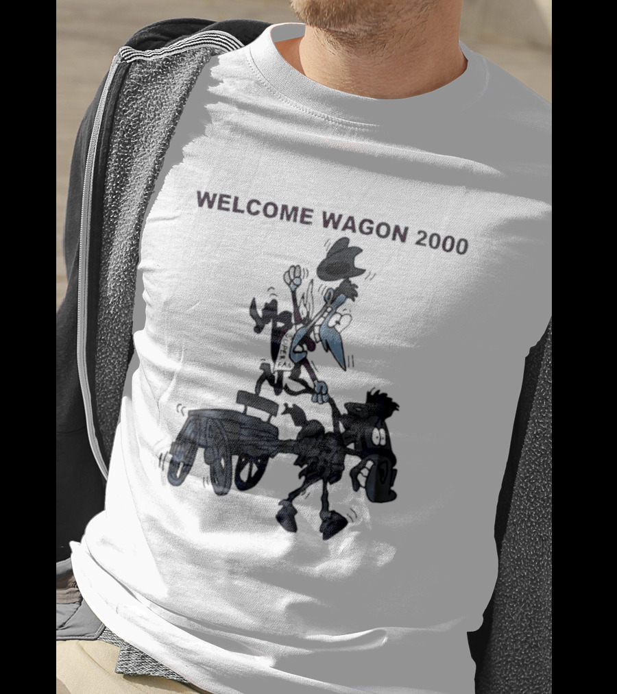 Welcome Wagon 2000 Cartoon Cowboy On A Horse T-Shirt