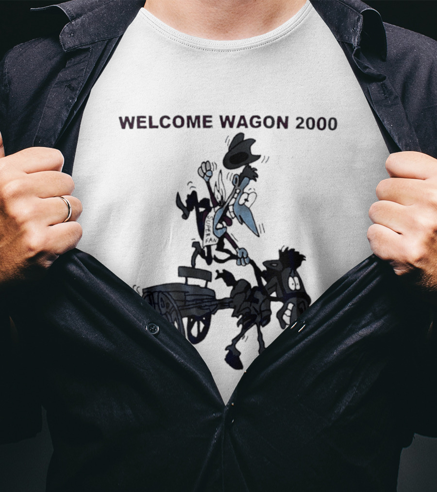 Welcome Wagon 2000 Cartoon Cowboy On A Horse T-Shirt