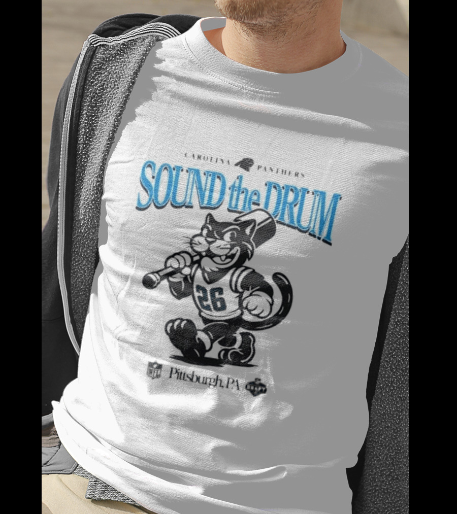 Carolina Panthers Sound The Drum Pittsburgh PA 95 Panther Cartoon T-Shirt