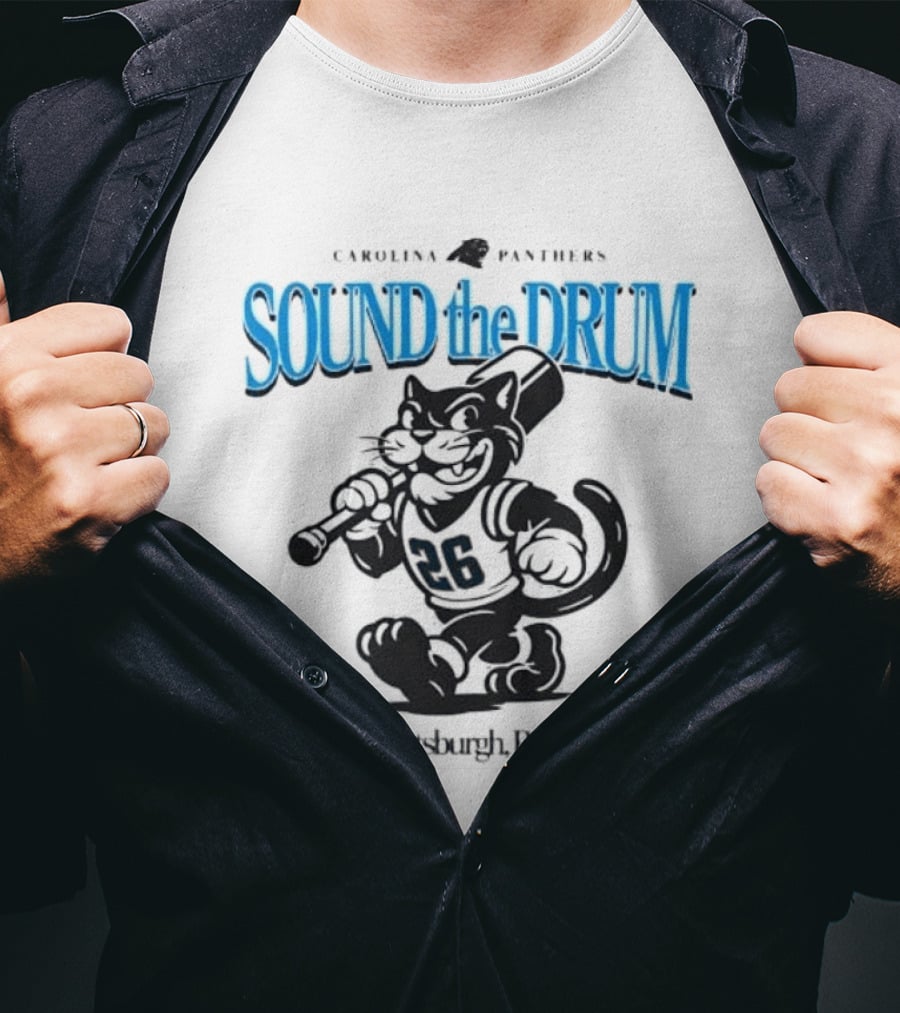 Carolina Panthers Sound The Drum Pittsburgh PA 95 Panther Cartoon T-Shirt