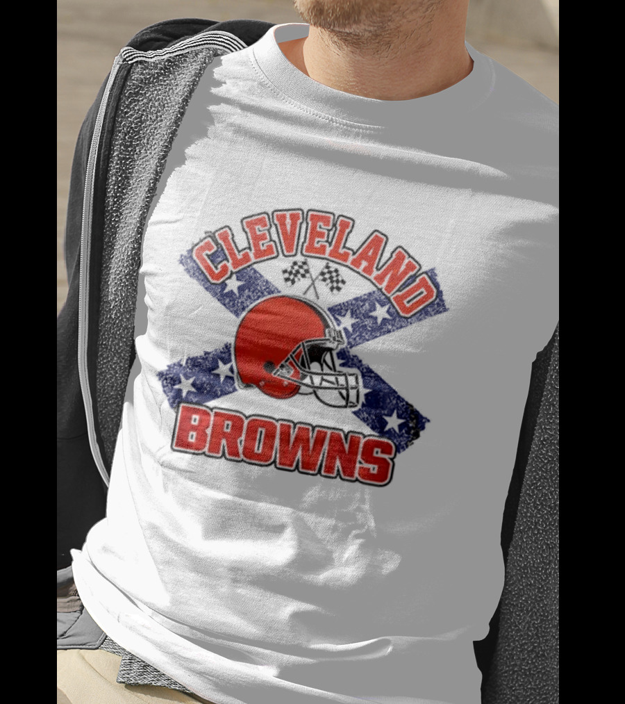 Cleveland Browns Helmet Dukes Of Hazzard Flag T-Shirt