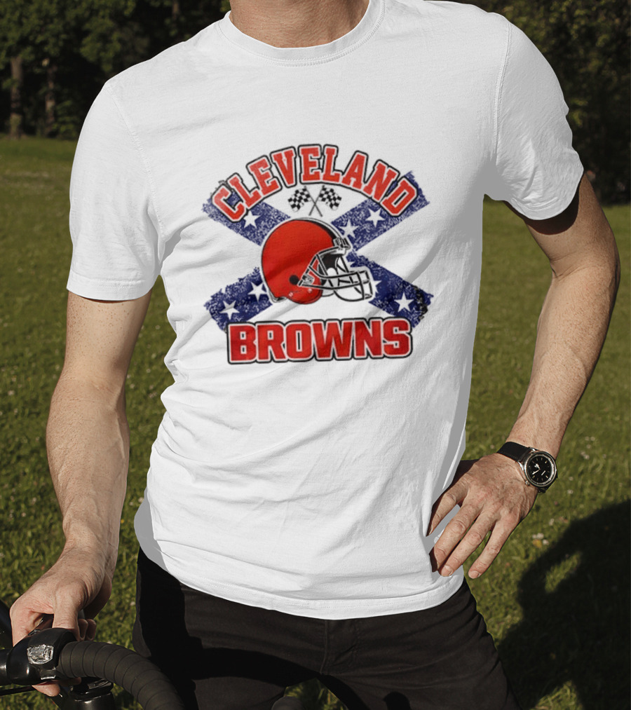 Cleveland Browns Helmet Dukes Of Hazzard Flag T-Shirt
