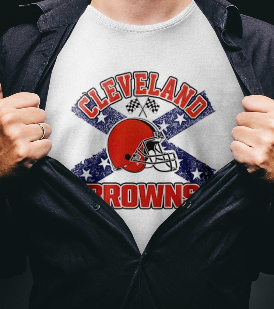 Cleveland Browns Helmet Dukes Of Hazzard Flag T-Shirt