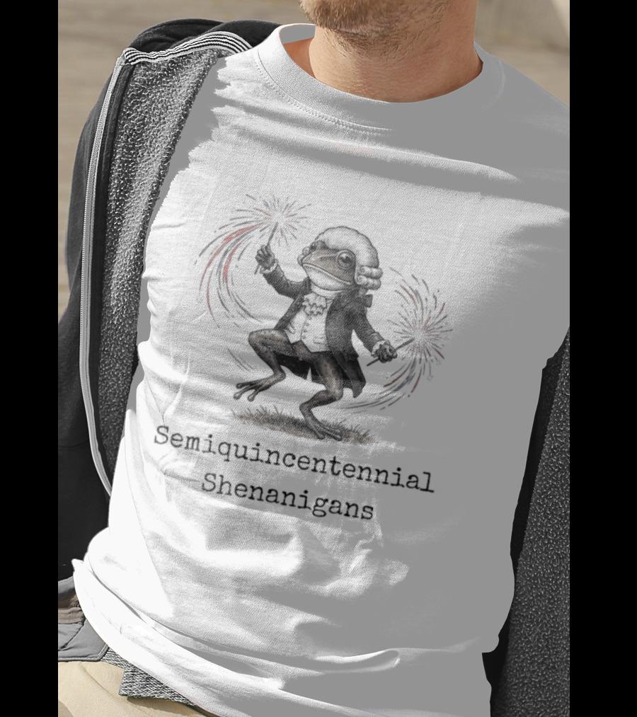 Frog Semiquincentennial Shenanigans Fireworks Celebration 250th Anniversary T-Shirt
