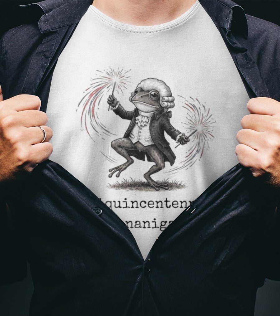 Frog Semiquincentennial Shenanigans Fireworks Celebration 250th Anniversary T-Shirt