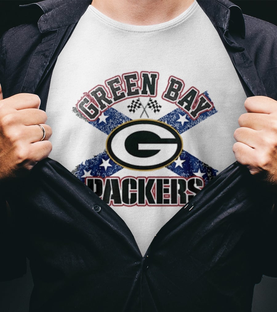 Green Bay Packers G Logo Dukes Of Hazzard Confederate Flag T-Shirt