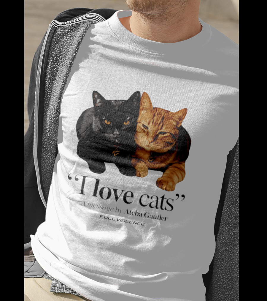 I Love Cats Ateba Gautier Full Violence Black And Ginger Cat Duo T-Shirt