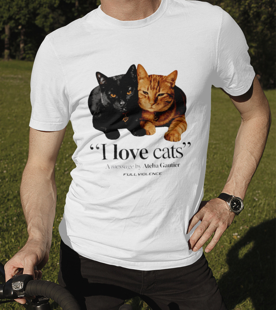 I Love Cats Ateba Gautier Full Violence Black And Ginger Cat Duo T-Shirt