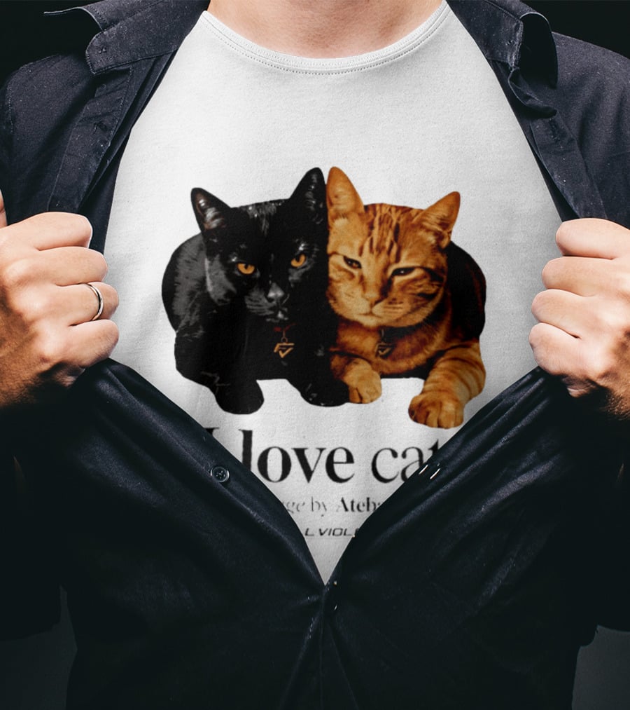 I Love Cats Ateba Gautier Full Violence Black And Ginger Cat Duo T-Shirt