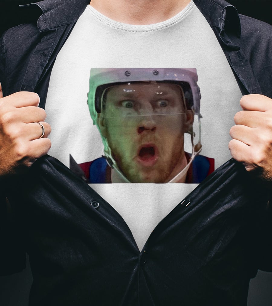 Nathan MacKinnon What The Puck Reaction Hockey T-Shirt