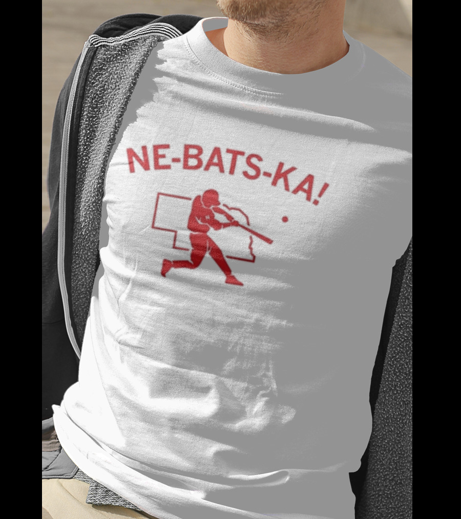 Ne Bats Ka Baseball Player Nebraska Outline Red T-Shirt