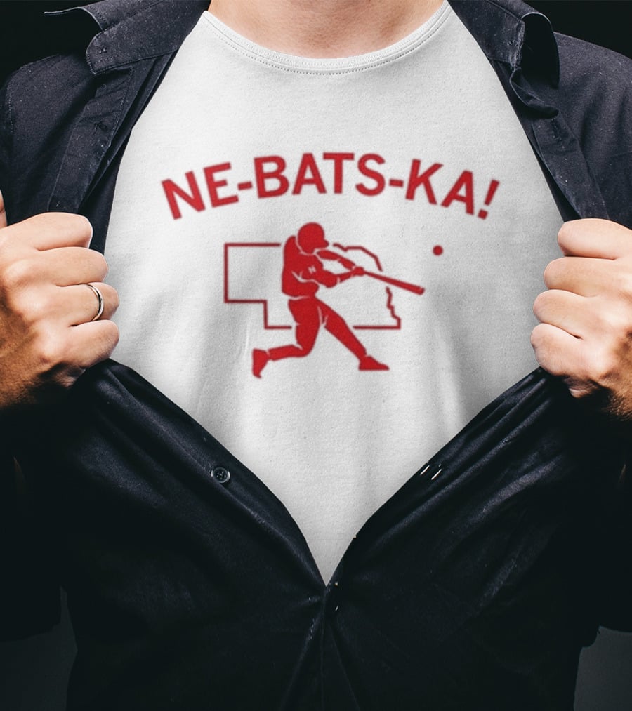 Ne Bats Ka Baseball Player Nebraska Outline Red T-Shirt