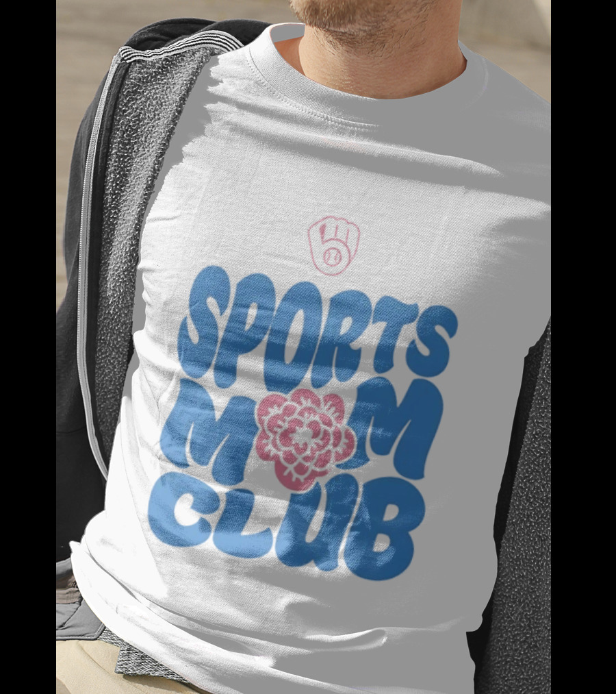 Milwaukee Brewers Sports Mom Club Mother's Day Baseball Mitt Flower T-Shirt