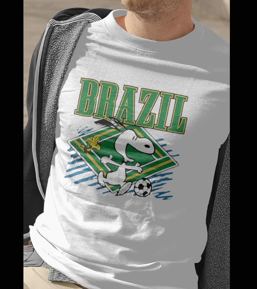 Brazil Soccer Snoopy Woodstock Peanuts Characters Football T-Shirt