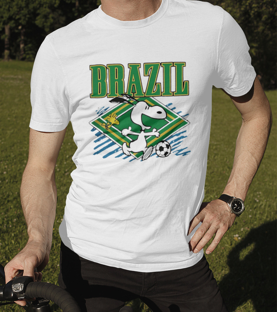 Brazil Soccer Snoopy Woodstock Peanuts Characters Football T-Shirt