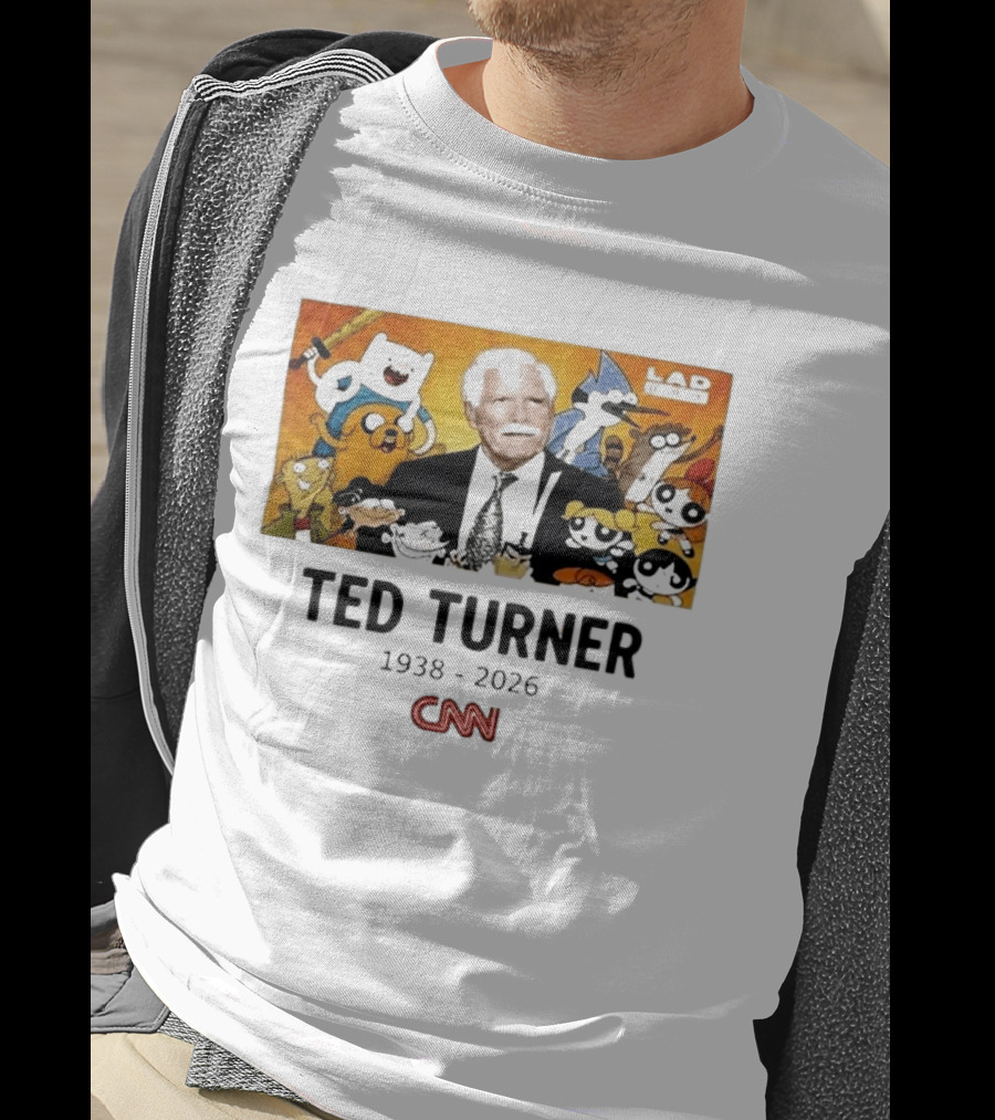 Ted Turner 1938 2026 Cartoon Network Characters CNN Meme T-Shirt