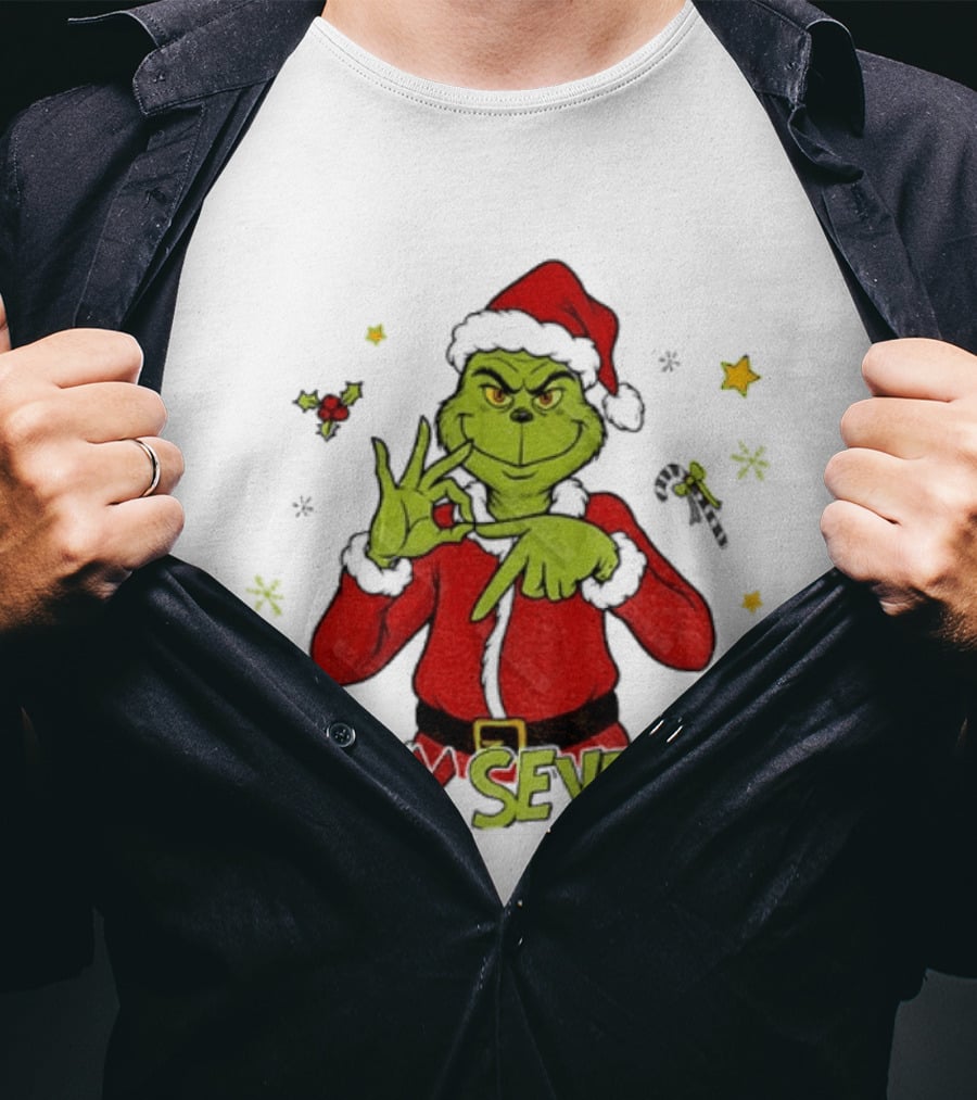 Grinch Santa Six Seven 6 7 Meme Christmas Stars Candy Cane T-Shirt