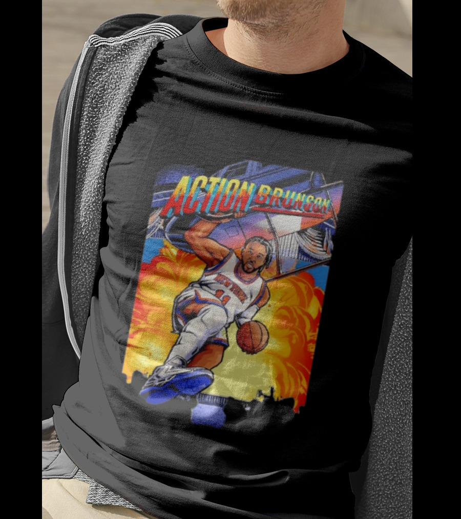 Action Brunson New York Knicks Basketball Comic Explosive Dynamic T-Shirt
