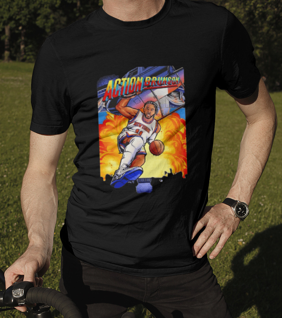 Action Brunson New York Knicks Basketball Comic Explosive Dynamic T-Shirt