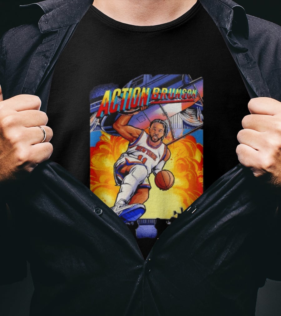 Action Brunson New York Knicks Basketball Comic Explosive Dynamic T-Shirt
