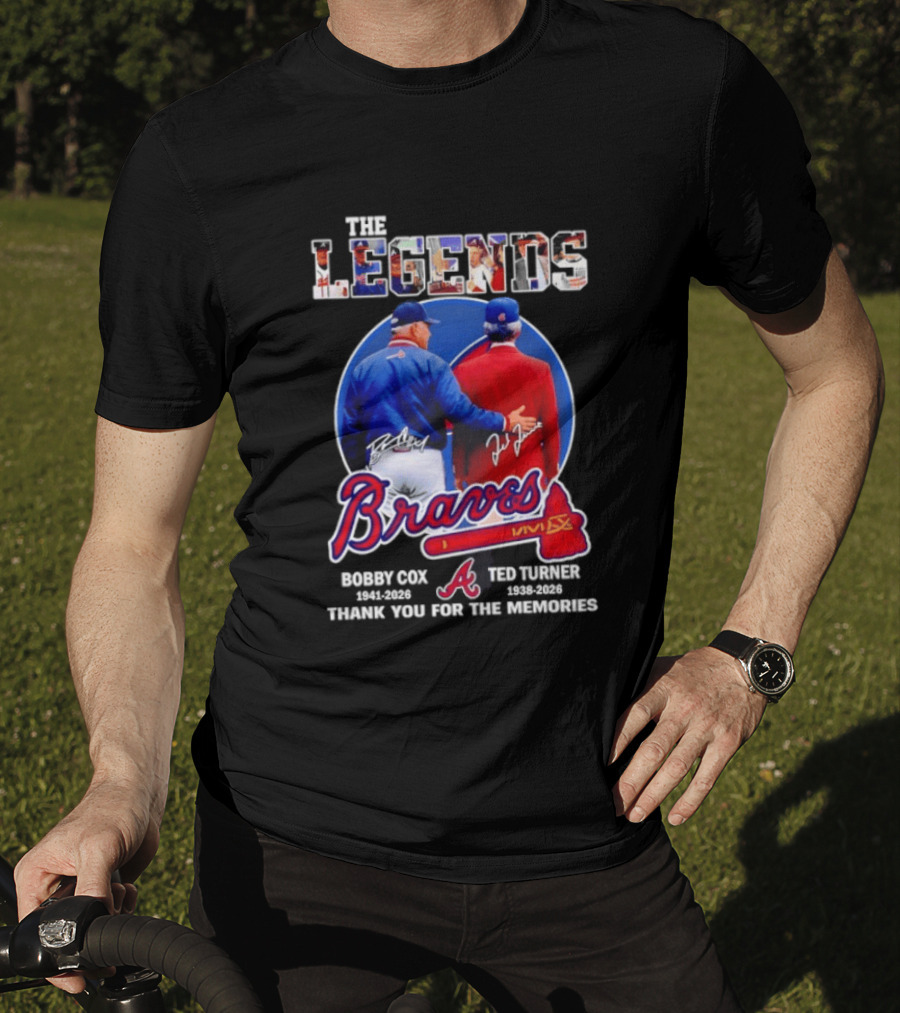 Bobby Cox Ted Turner Atlanta Braves Legends Thank You For The Memories Signatures T-Shirt