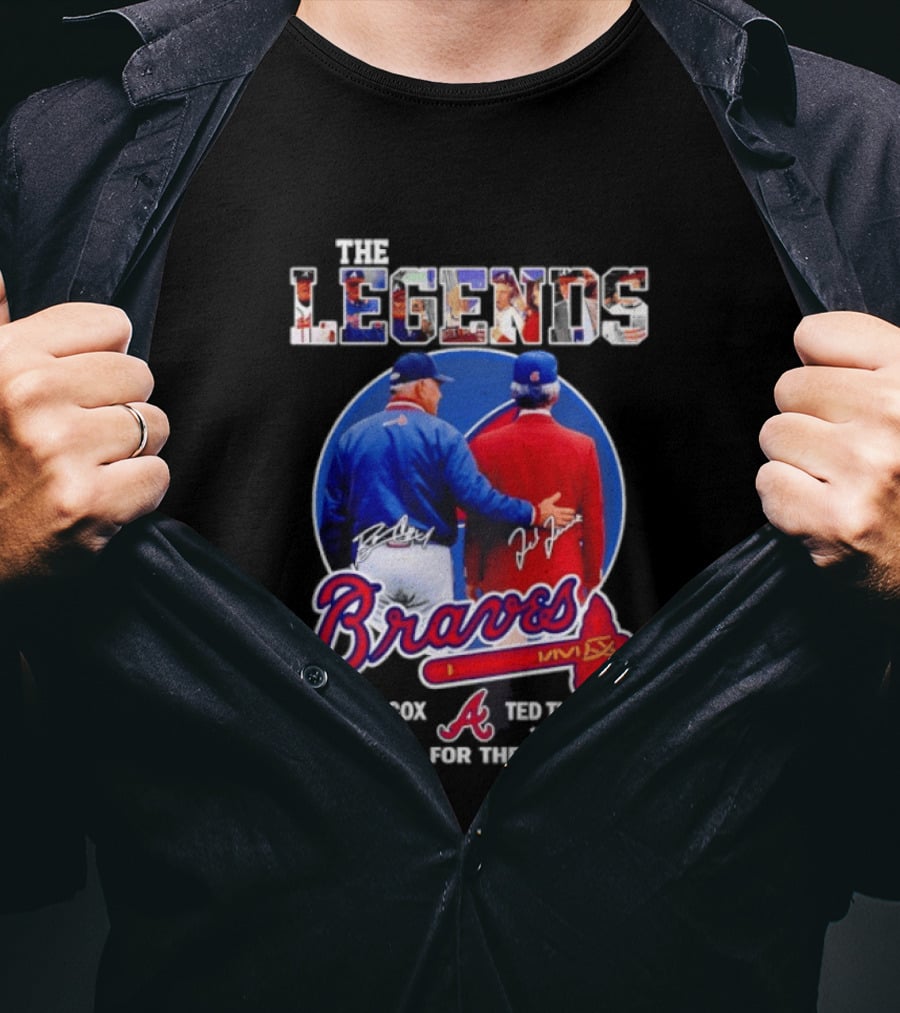 Bobby Cox Ted Turner Atlanta Braves Legends Thank You For The Memories Signatures T-Shirt