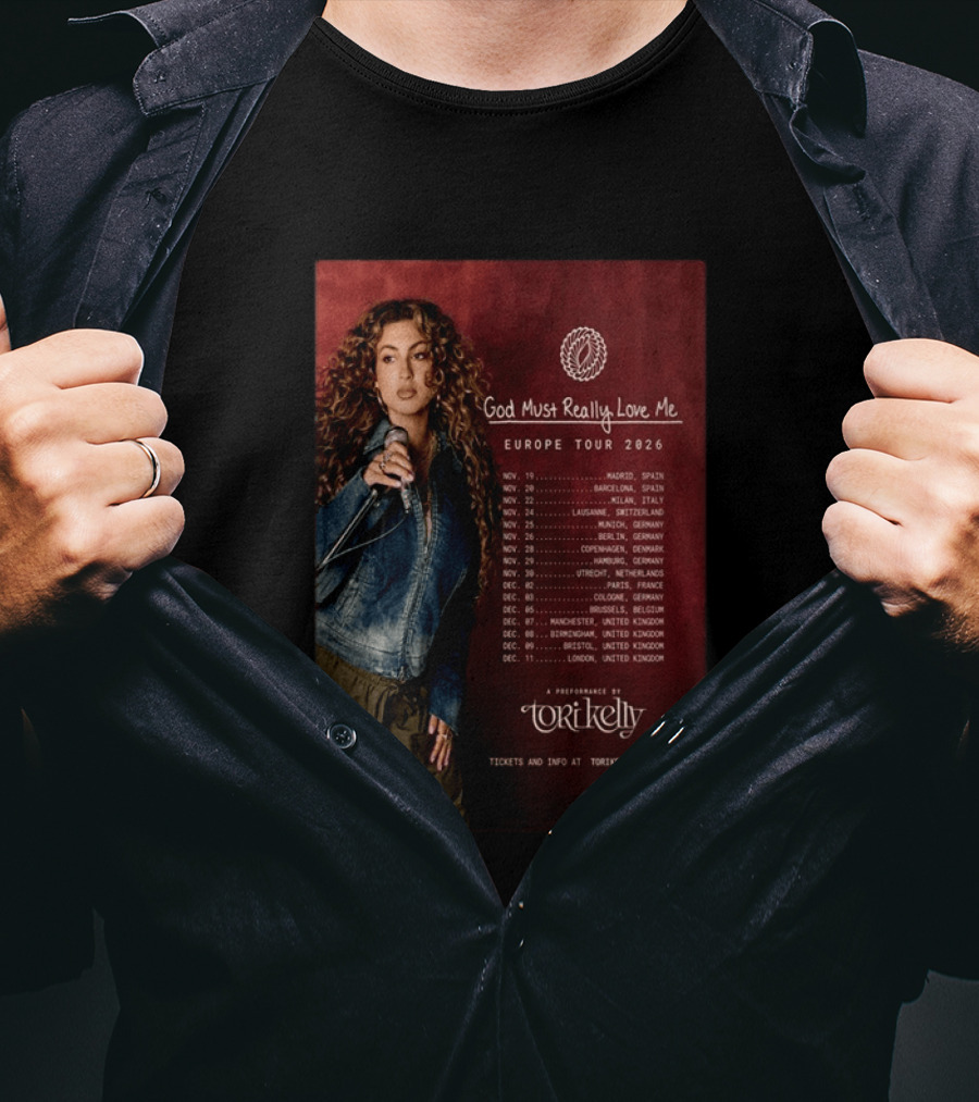 Tori Kelly Europe Tour 2026 God Must Really Love Me Concert Dates T-Shirt