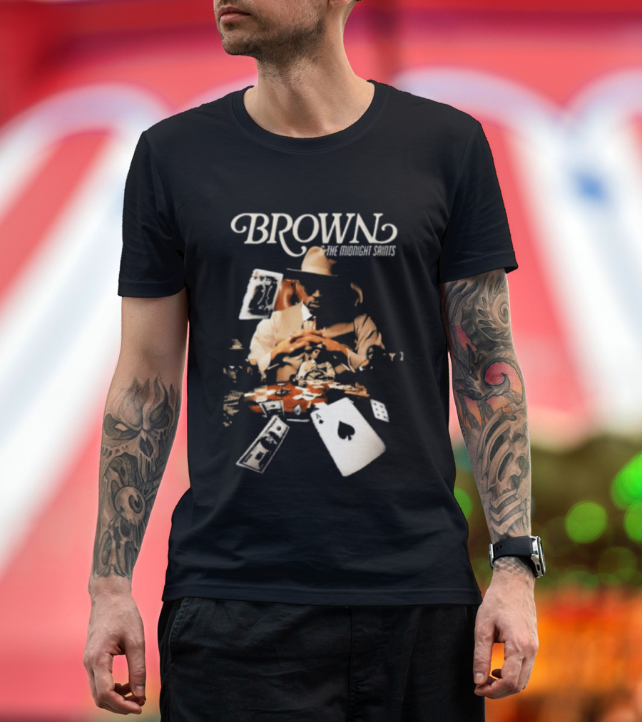 BROWN The Midnight Saints Playing Cards And Chips Explosion T-Shirt