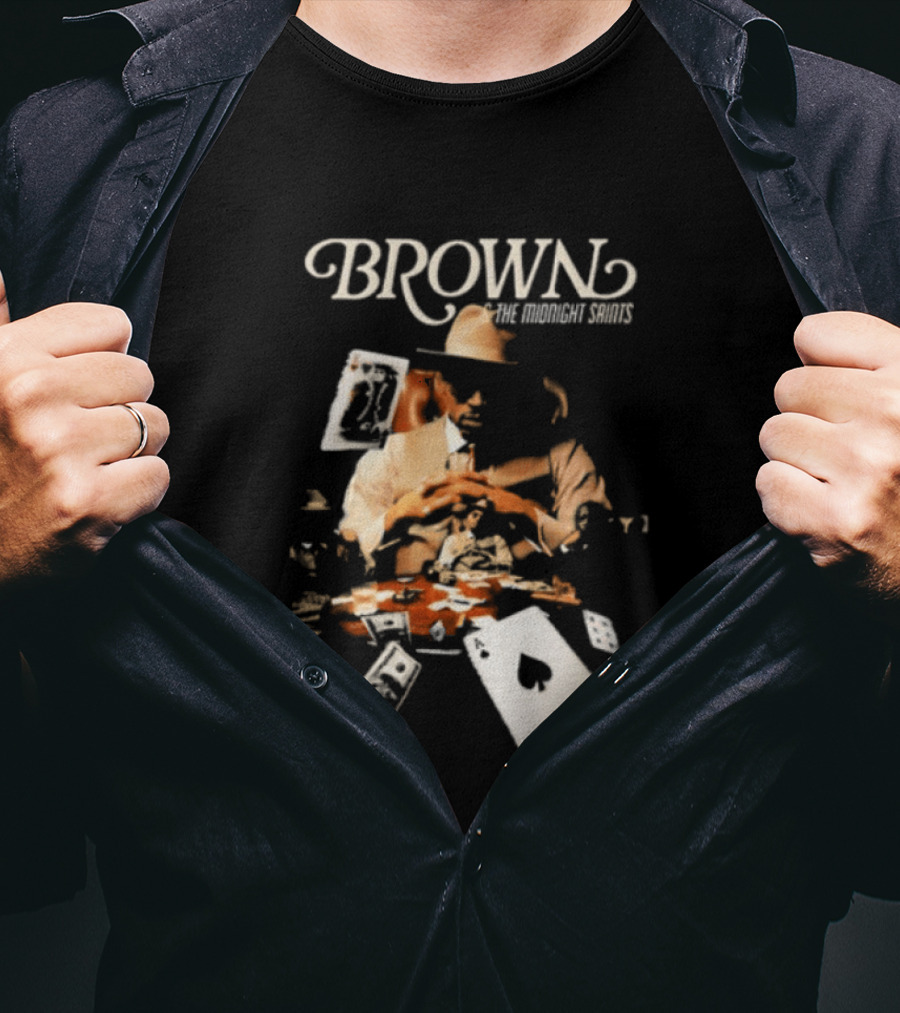 BROWN The Midnight Saints Playing Cards And Chips Explosion T-Shirt