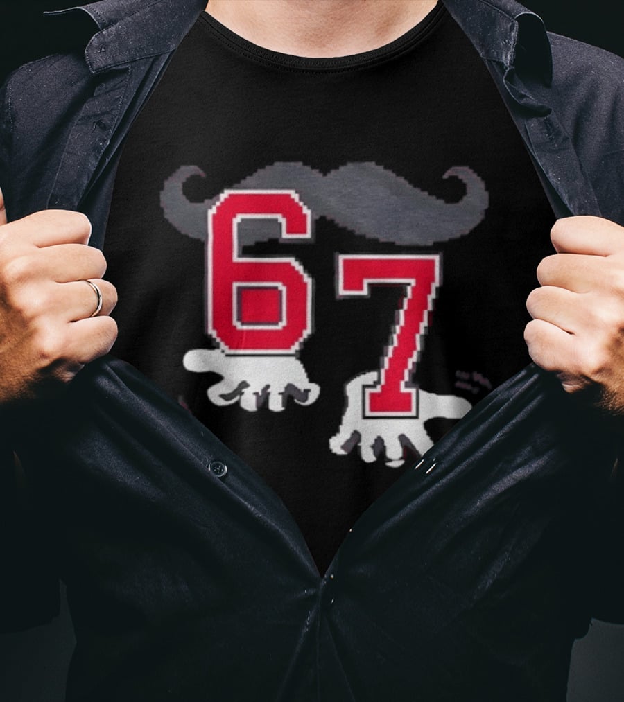 Cincinnati Reds 67 Beard Meme Moustache Hands T-Shirt