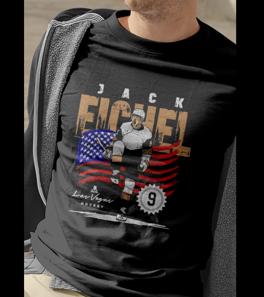 Jack Eichel American Flag Las Vegas Hockey 9 T-Shirt