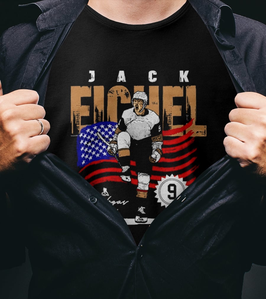 Jack Eichel American Flag Las Vegas Hockey 9 T-Shirt