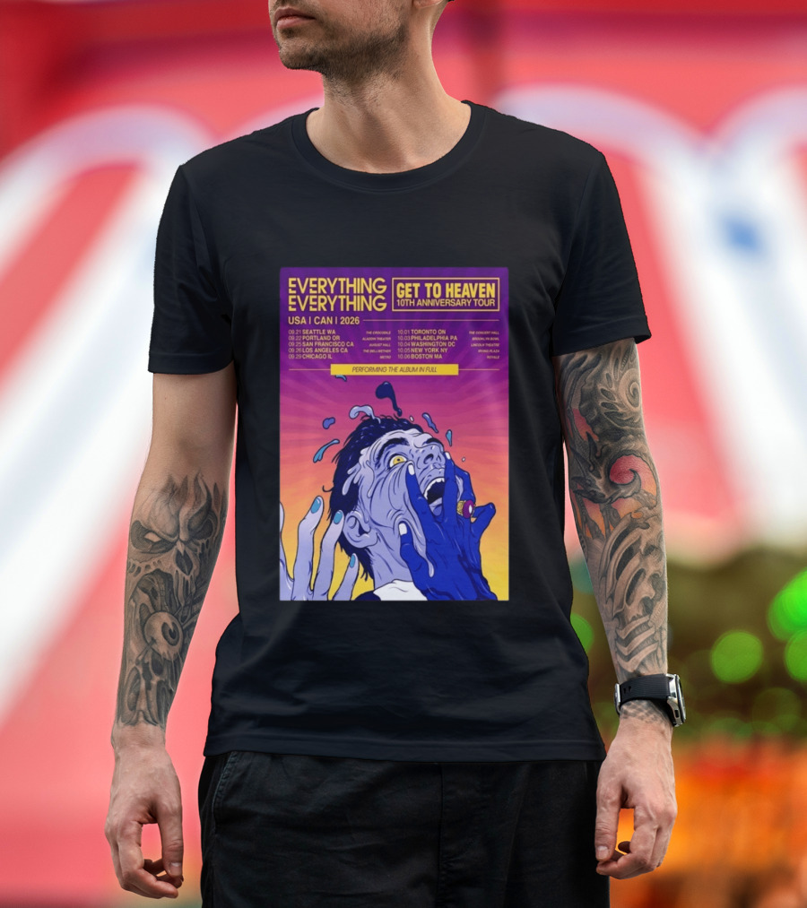 Everything Everything Get To Heaven 10th Anniversary Tour 2026 USA Canada Dates T-Shirt