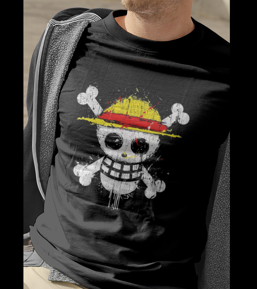 Jolly Roger Straw Hat Pirate Skull Monkey D. Luffy One Piece T-Shirt
